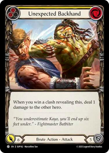 Image for Unexpected Backhand (Yellow) (SUP162) - Flesh and Blood TCG