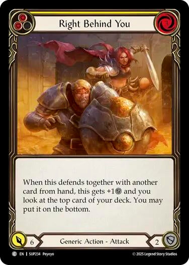 Image for Right Behind You (Yellow) (SUP234) - Flesh and Blood TCG