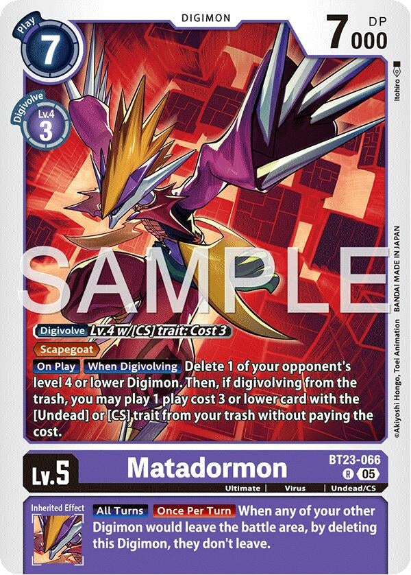 Image for Matadormon (BT23-066 R) - Digimon Card Game