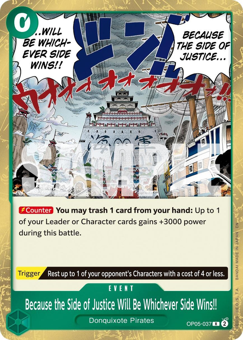 Image for Because the Side of Justice Will Be Whichever Side Wins!! (Reprint) (OP05-037) (Premium Booster -The Best- Vol. 2) - One Piece Card Game