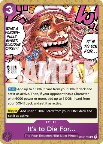 Image for It's to Die For (Reprint) (OP08-076) (Premium Booster -The Best- Vol. 2) - One Piece Card Game