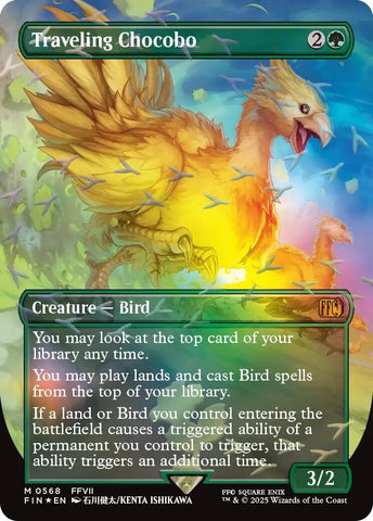 Image for Traveling Chocobo (Borderless) (Chocobo Track Foil) (568) - Magic: The Gathering