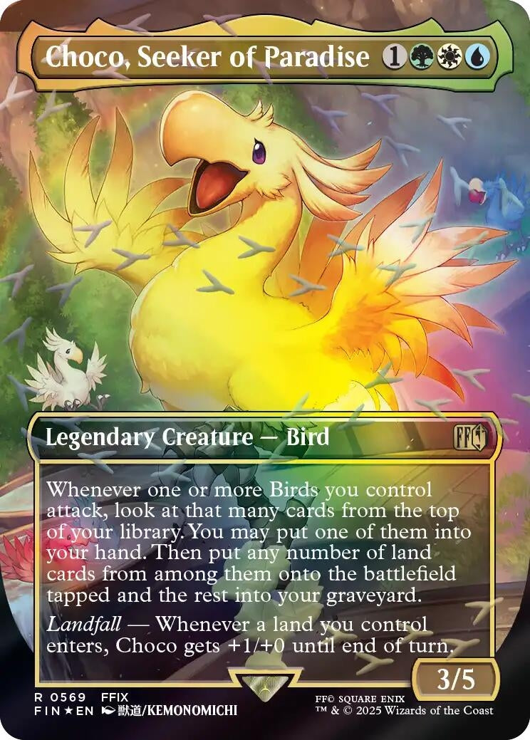 Image for Choco, Seeker of Paradise (Borderless) (Chocobo Track Foil) (569) (FINAL FANTASY) - Magic: The Gathering