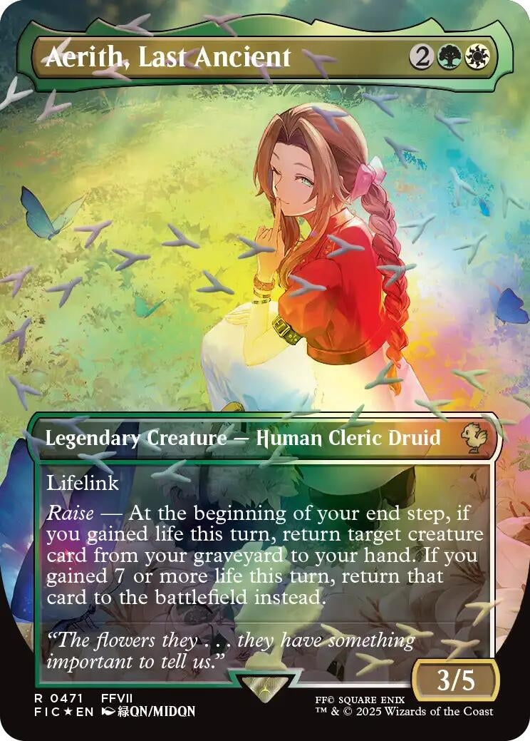 Image for Aerith, Last Ancient (Borderless) (Chocobo Track Foil) (471) (Commander: FINAL FANTASY) - Magic: The Gathering