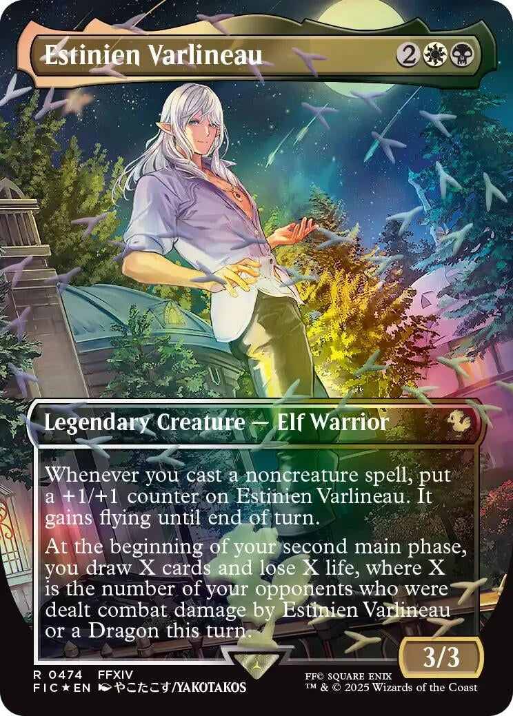 Estinien Varlineau (Borderless) (Chocobo Track Foil) (474) (Commander: FINAL FANTASY)