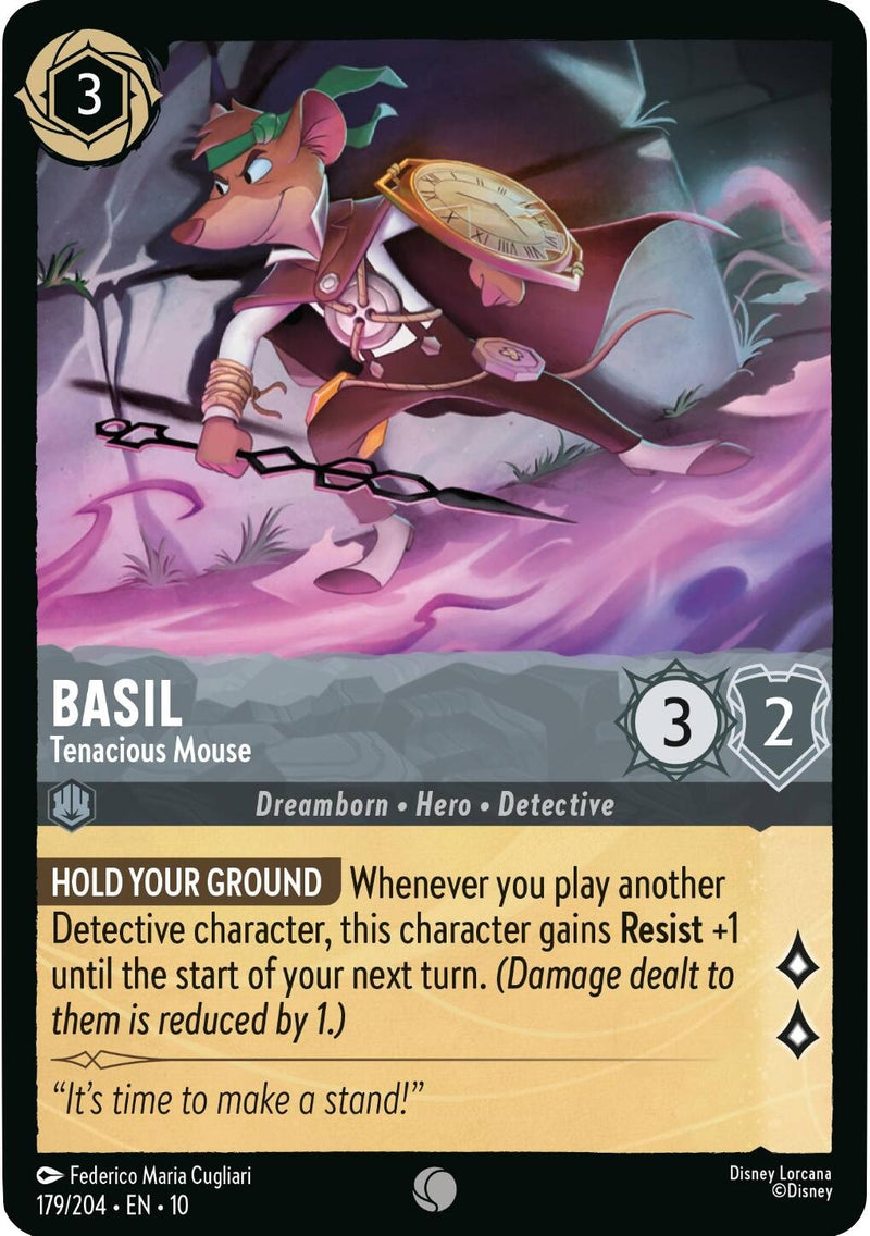 Image for Basil - Tenacious Mouse (179/204) (Whispers in the Well) - Disney Lorcana