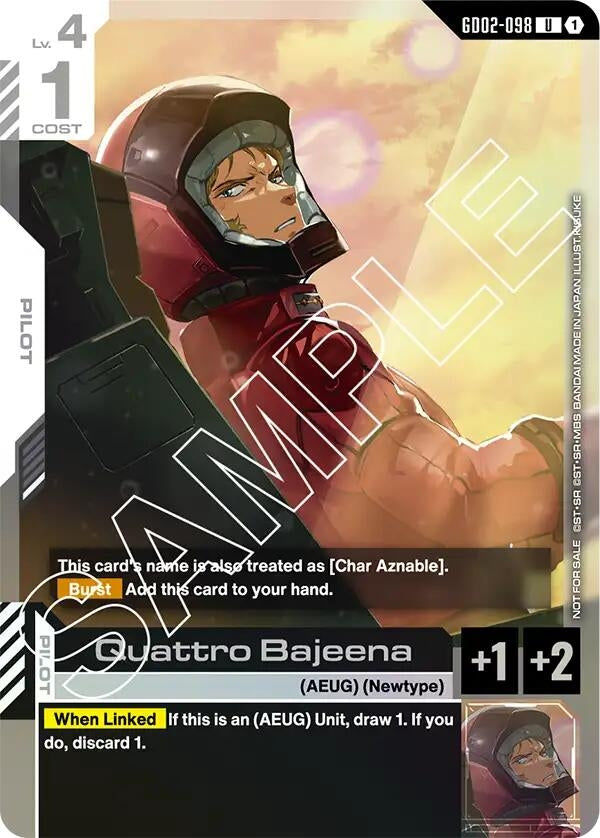 Image for Quattro Bajeena (Store Tournament Participant Pack 02) (GD02-098) (Gundam Promotional Cards) - Gundam Card Game