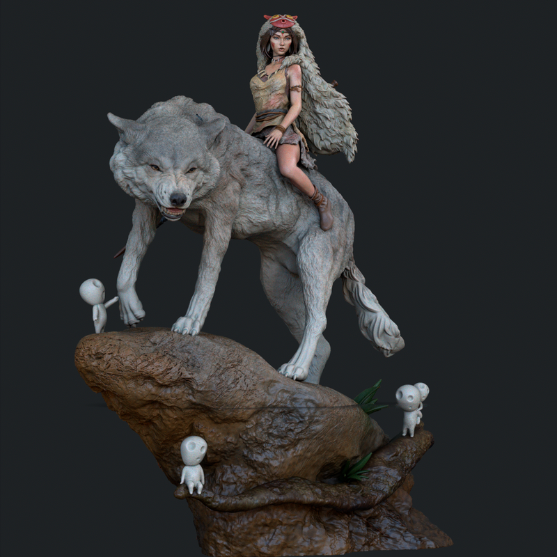 Princess Mononoke Resin Statue - view 2