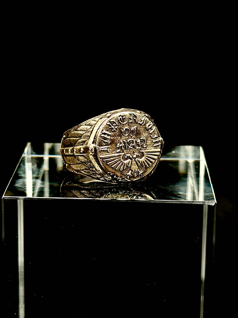 Imperial Seal Signet Ring hand-cast ancient brass front view