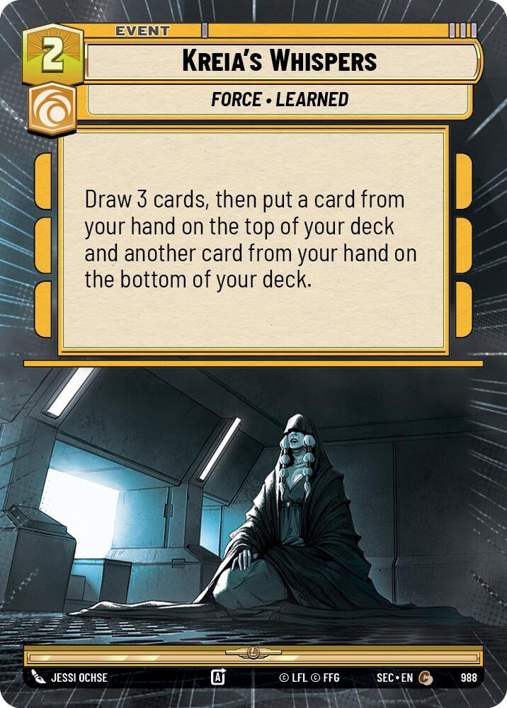 Image for Kreia's Whispers (Hyperspace Foil) (988) (Secrets of Power) - Star Wars: Unlimited