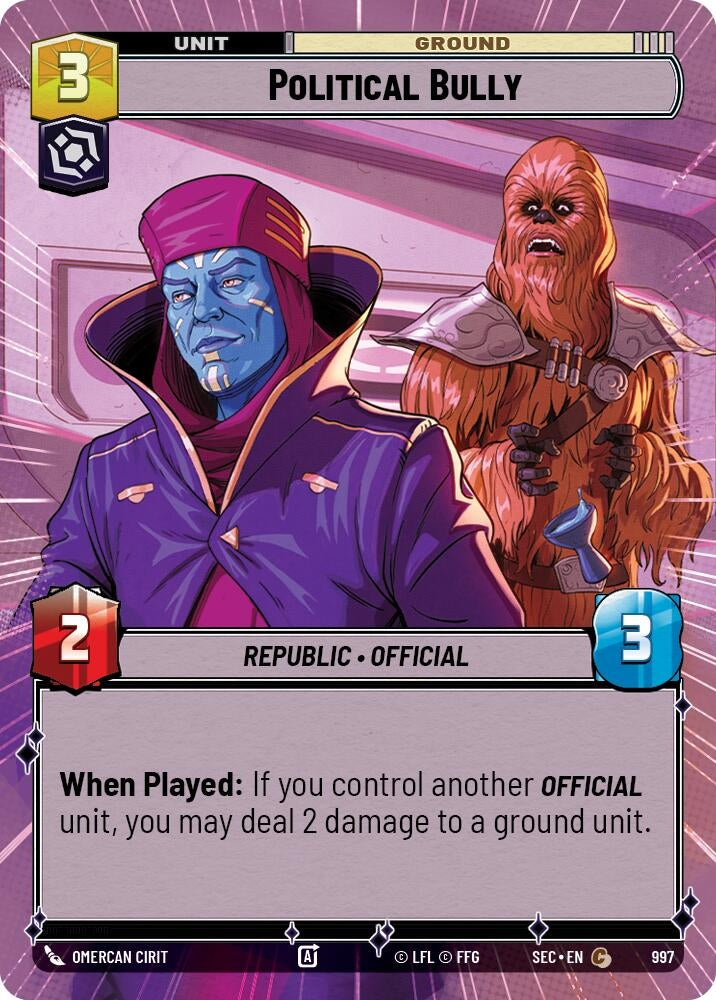 Image for Political Bully (Hyperspace Foil) (997) (Secrets of Power) - Star Wars: Unlimited