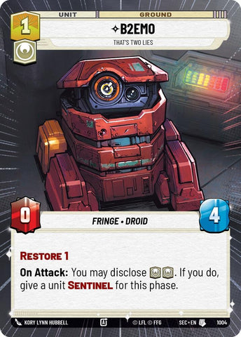 Image for B2EMO - That's Two Lies (Hyperspace Foil) (1004) (Secrets of Power) - Star Wars: Unlimited