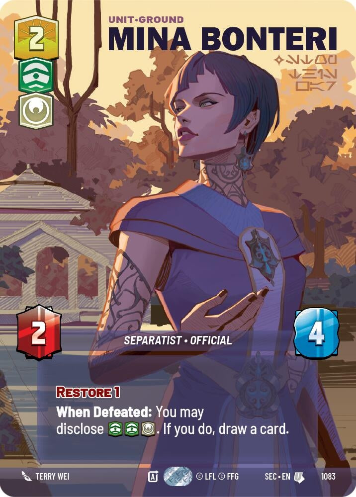 Image for Mina Bonteri - Stop This War (Prestige Foil) (1083) (Secrets of Power) - Star Wars: Unlimited