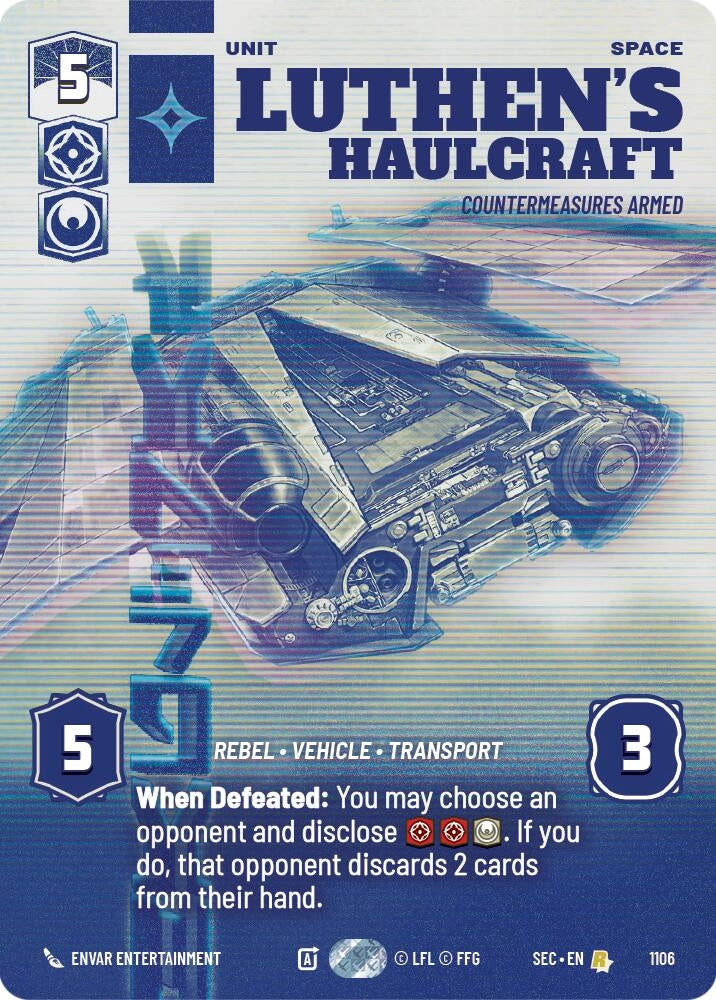 Image for Luthen's Haulcraft - Countermeasures Armed (Prestige Foil) (1106) (Secrets of Power) - Star Wars: Unlimited