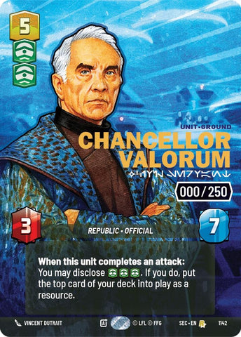 Image for Chancellor Valorum - Civil Servant (Serialized) (1142) (Secrets of Power) - Star Wars: Unlimited