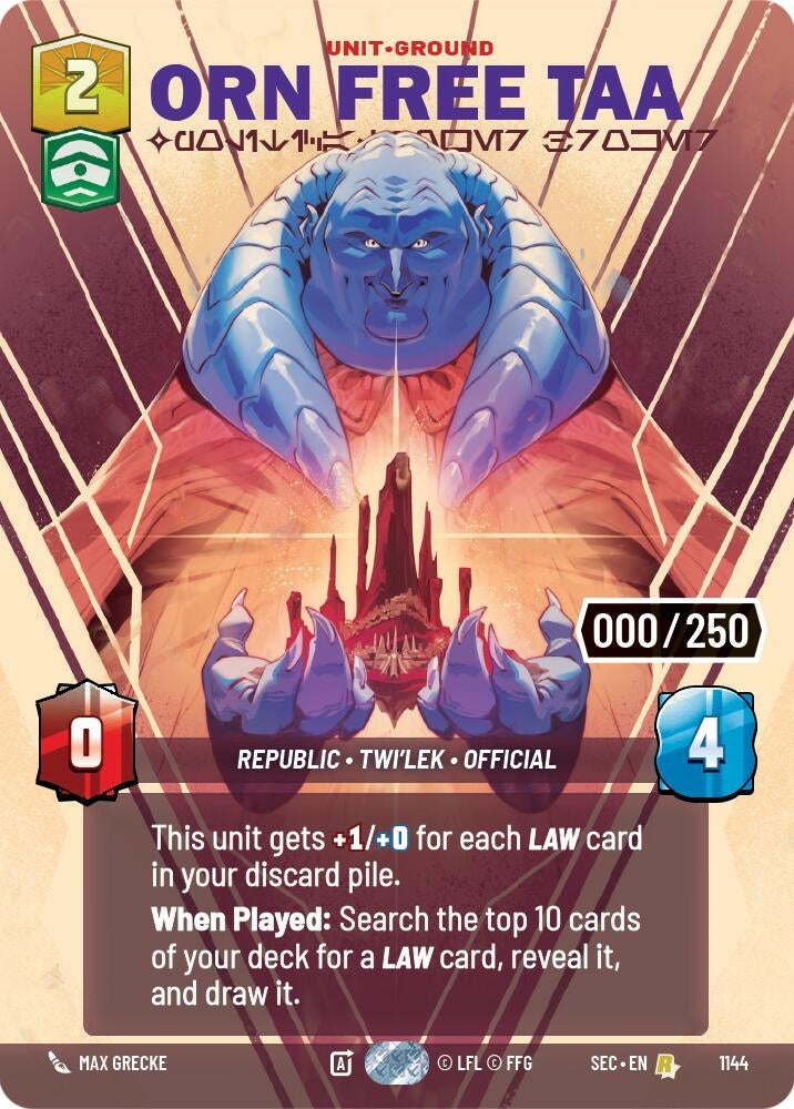 Image for Orn Free Taa - Political Power Broker (Serialized) (1144) (Secrets of Power) - Star Wars: Unlimited