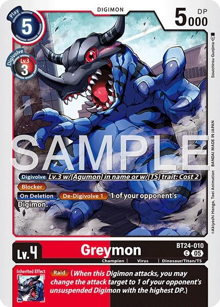 Image for Greymon (BT24-010 C) (Time Stranger) (BT-24) - Digimon Card Game