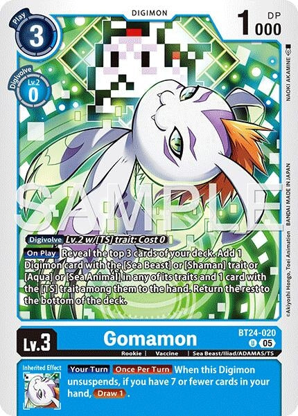 Image for Gomamon (BT24-020 U) (Time Stranger) (BT-24) - Digimon Card Game