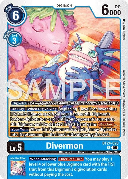 Image for Divermon (BT24-028 R) (Time Stranger) (BT-24) - Digimon Card Game