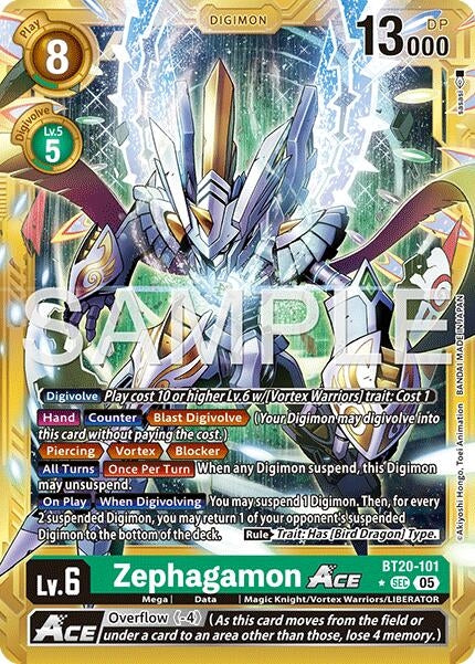 Image for Zephagamon ACE (Gold Border) (BT20-101 SEC) (Advanced Booster Digimon Generation) (AD-01) - Digimon Card Game