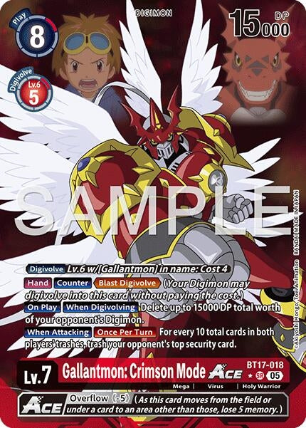 Image for Gallantmon: Crimson Mode ACE (Alternate Art) (BT17-018 SR) (Advanced Booster Digimon Generation) (AD-01) - Digimon Card Game