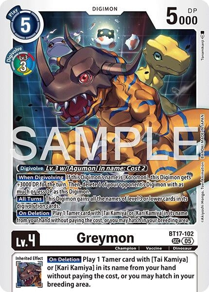 Image for Greymon - BT17-102 (Reprint) (BT17-102 SEC) (Advanced Booster Digimon Generation) (AD-01) - Digimon Card Game