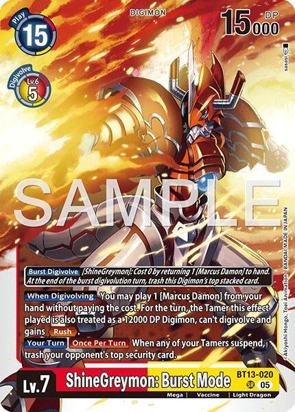 Image for ShineGreymon: Burst Mode (Reprint) (BT13-020 SR) (Advanced Booster Digimon Generation) (AD-01) - Digimon Card Game