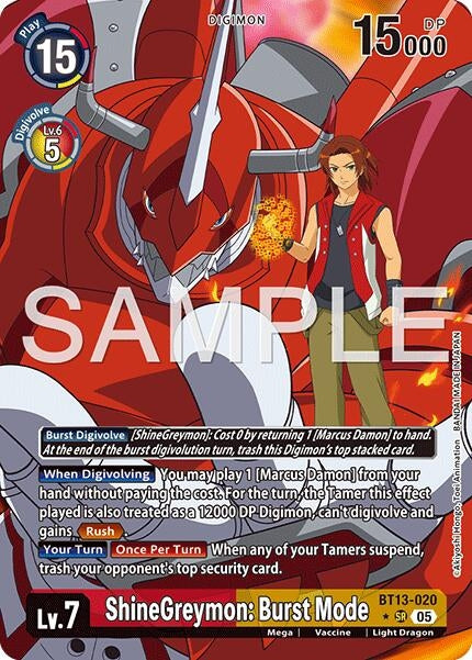 Image for ShineGreymon: Burst Mode (Alternate Art) (BT13-020 SR) (Advanced Booster Digimon Generation) (AD-01) - Digimon Card Game