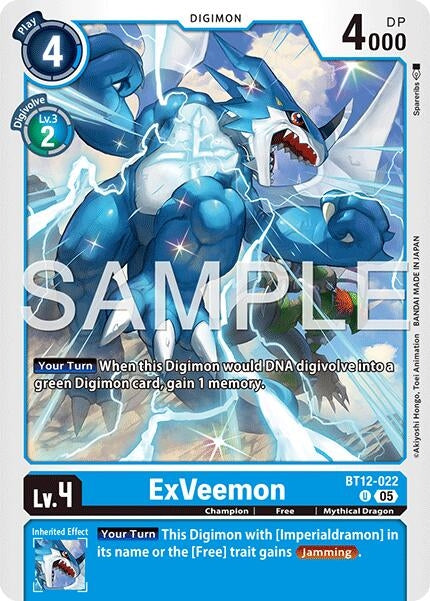 Image for ExVeemon - BT12-022 (Reprint) (BT12-022 U) (Advanced Booster Digimon Generation) (AD-01) - Digimon Card Game