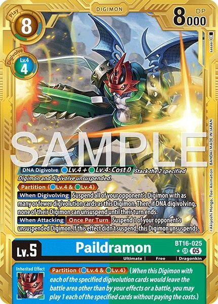 Image for Paildramon - BT16-025 (Gold Border) (BT16-025 SR) (Advanced Booster Digimon Generation) (AD-01) - Digimon Card Game