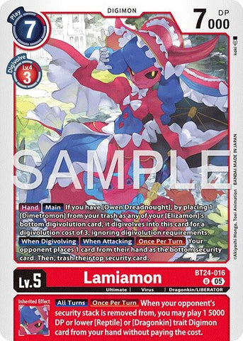 Image for Lamiamon (BT24-016 U) (Time Stranger) (BT-24) - Digimon Card Game