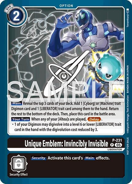 Image for Unique Emblem: Invincibly Invisible (Dawn of Liberator Box Topper) (P - 231 P) (Digimon Promotion Cards) - Digimon Card Game