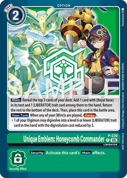 Image for Unique Emblem: Honeycomb Commander (Dawn of Liberator Box Topper) (P-230 P) (Digimon Promotion Cards) (D-PR) - Digimon Card Game