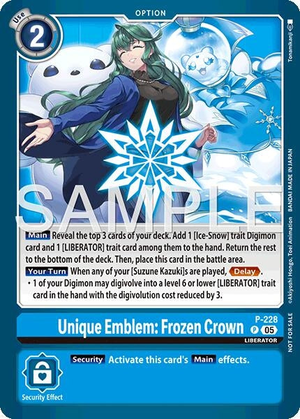 Image for Unique Emblem: Frozen Crown (Dawn of Liberator Box Topper) (P-228 P) (Digimon Promotion Cards) (D-PR) - Digimon Card Game