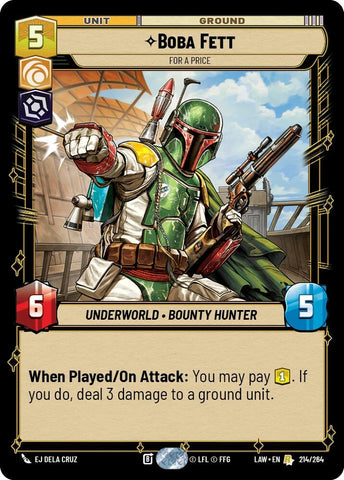 Image for Boba Fett - For a Price (214/264) - Star Wars: Unlimited