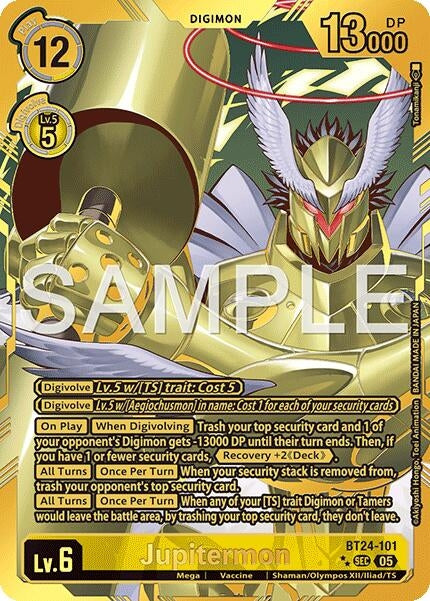 Image for Jupitermon (Rare Pull) (BT24-101 SEC) - Digimon Card Game