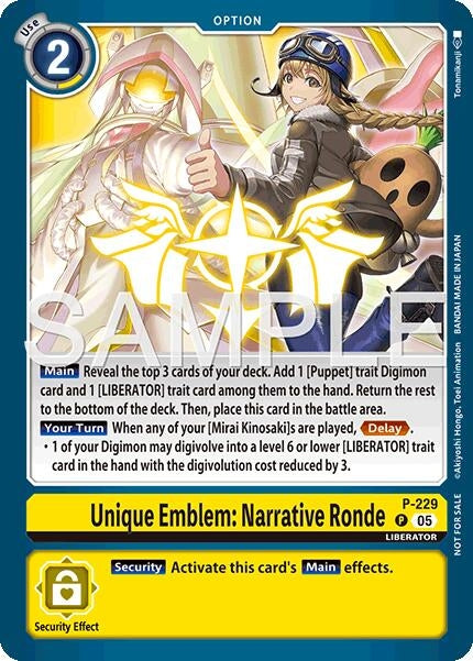 Image for Unique Emblem: Narrative Ronde (Dawn of Liberator Box Topper) (P-229 P) (Digimon Promotion Cards) - Digimon Card Game