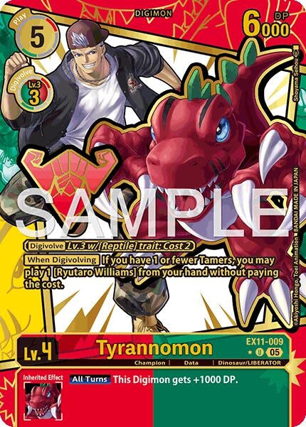 Image for Tyrannomon (Rare Pull) (EX11-009 U) (Dawn of Liberator) - Digimon Card Game