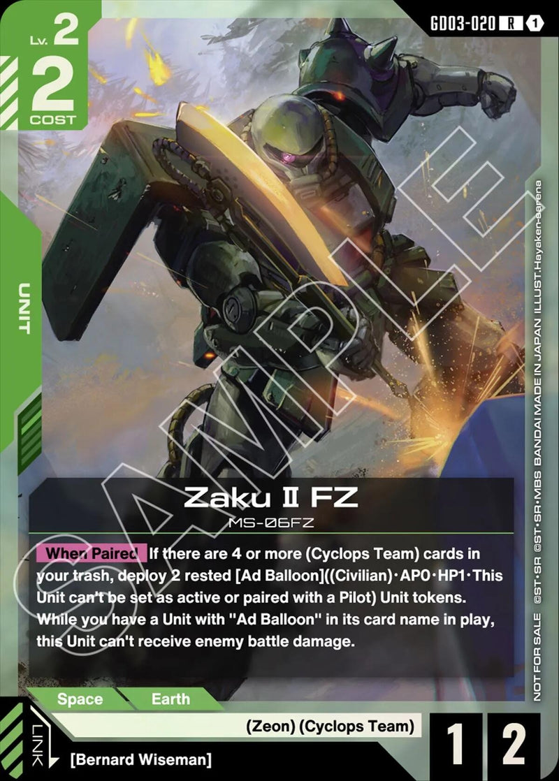 Image for Zaku II FZ (GD03 Release Event) (GD03-020) (Gundam Promotional Cards) - Gundam Card Game