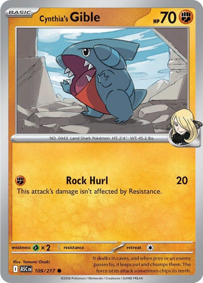 Image for Cynthia's Gible (109/217) (ME: Ascended Heroes) - Pokemon