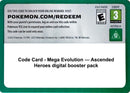 Image for Code Card - Ascended Heroes Booster Pack (ME: Ascended Heroes) - Pokemon