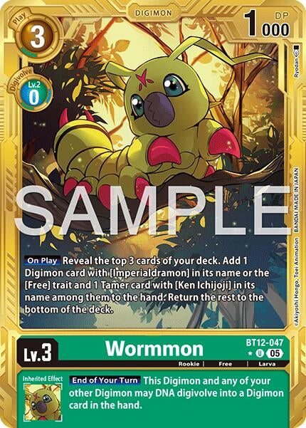 Image for Wormmon - BT12-047 (Gold Border) (BT12-047 U) (Advanced Booster Digimon Generation) (AD-01) - Digimon Card Game