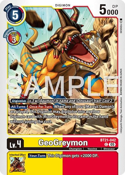 Image for GeoGreymon - BT21-042 (Reprint) (BT21-042 C) (Advanced Booster Digimon Generation) (AD-01) - Digimon Card Game