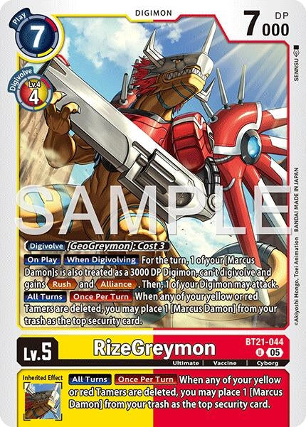 Image for RizeGreymon - BT21-044 (Reprint) (BT21-044 U) (Advanced Booster Digimon Generation) (AD-01) - Digimon Card Game