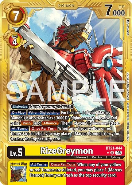 Image for RizeGreymon - BT21-044 (Gold Border) (BT21-044 U) (Advanced Booster Digimon Generation) (AD-01) - Digimon Card Game