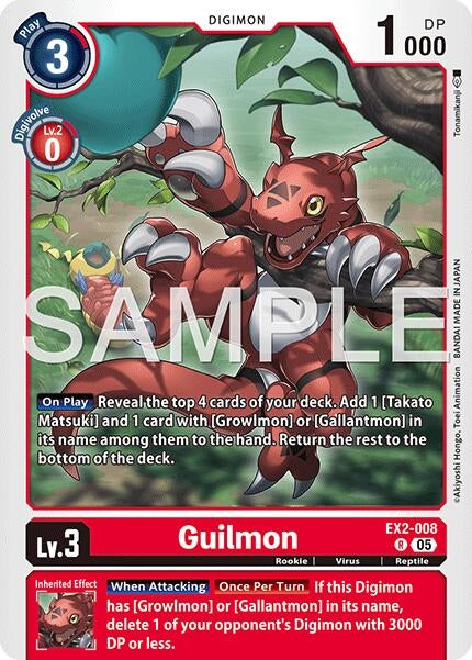 Image for Guilmon - EX2-008 (Reprint) (EX2-008 R) (Advanced Booster Digimon Generation) (AD-01) - Digimon Card Game