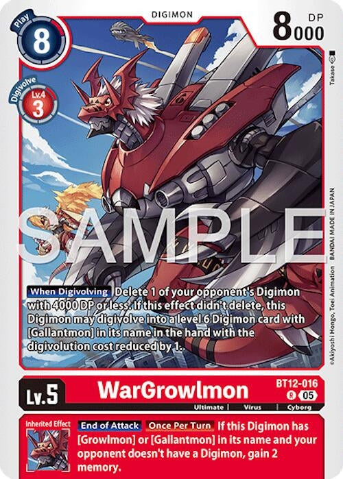 Image for WarGrowlmon - BT12-016 (Reprint) (BT12-016 R) (Advanced Booster Digimon Generation) - Digimon Card Game