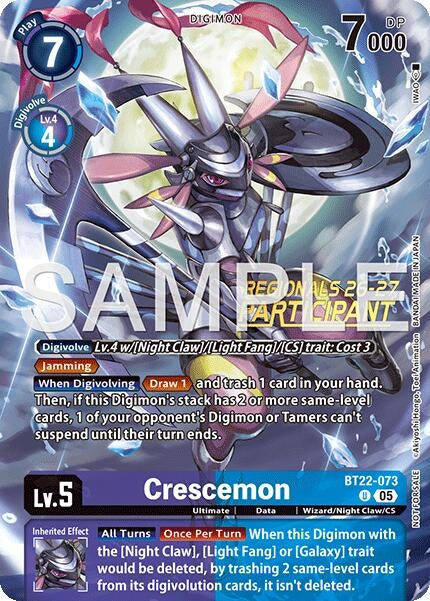 Image for Crescemon (Regionals 26-27 Season 1 Participant) (BT22-073 U) (Cyber Eden) - Digimon Card Game