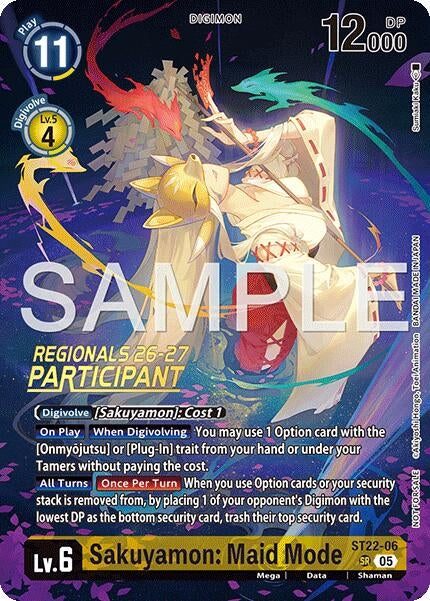 Image for Sakuyamon: Maid Mode (Regionals 26-27 Season 1 Participant) (ST22-06 SR) (Starter Deck 22: Amethyst Mandala Advanced Deck Set) - Digimon Card Game