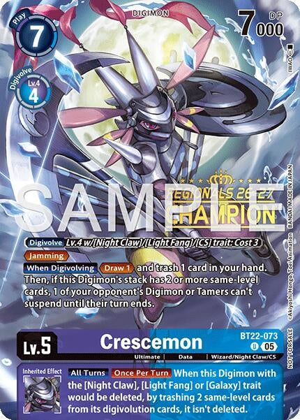 Image for Crescemon (Regionals 26-27 Season 1 Champion) (BT22-073 U) (Cyber Eden) - Digimon Card Game